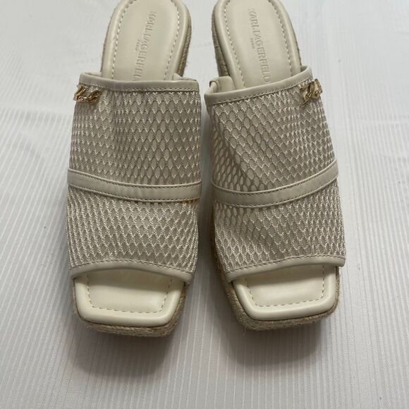 Karl Lagerfeld Paris Corissa Slip On Espadrille Wedge Sandals Heels Sz 8.5 8 1/2 - Picture 2 of 10